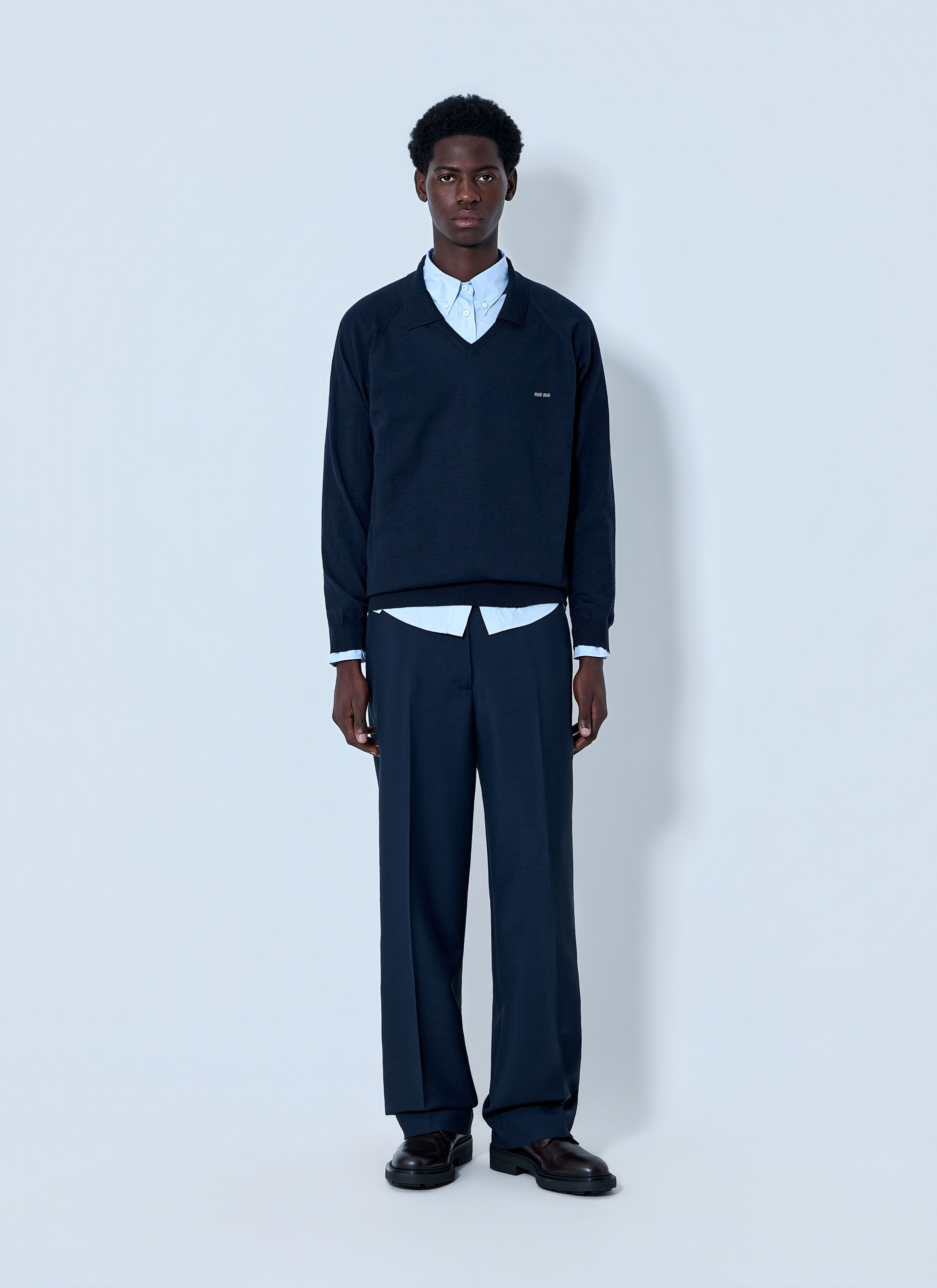 トップス miu miu archive side line knit sweater Miu Miu Men's' V-Neck Knit Sweater in Blue | LN-CC®