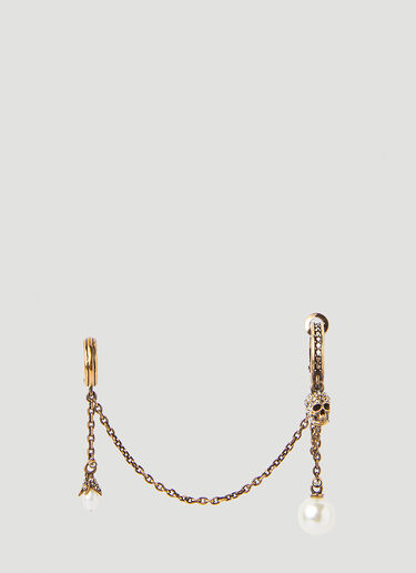 Alexander McQueen Skull Pearl Earring Gold amq0245058