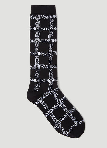 JW Anderson Logo Grid Long Socks Black jwa0354007