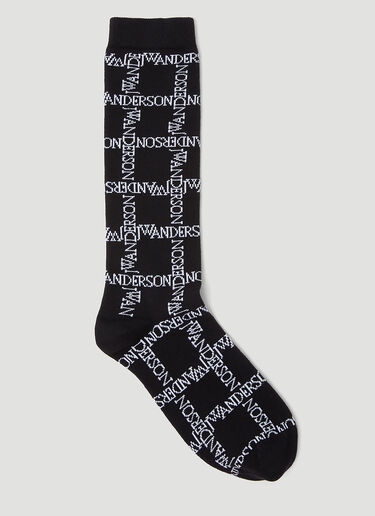 Logo Grid Long Socks JW Anderson Logo Grid Long Socks Black jwa0354007
