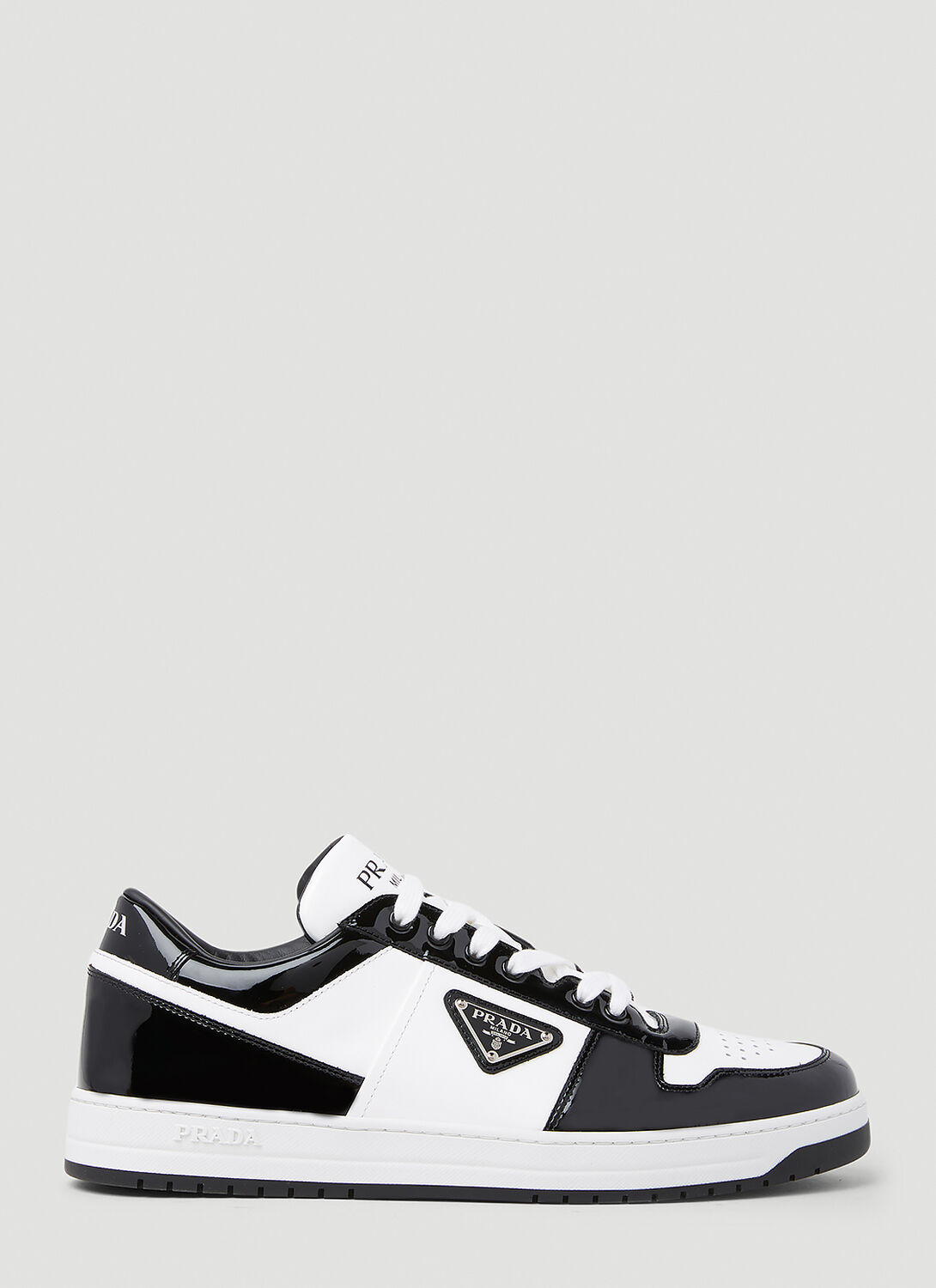 Shop Prada Downtown Patent Sneakers In Black