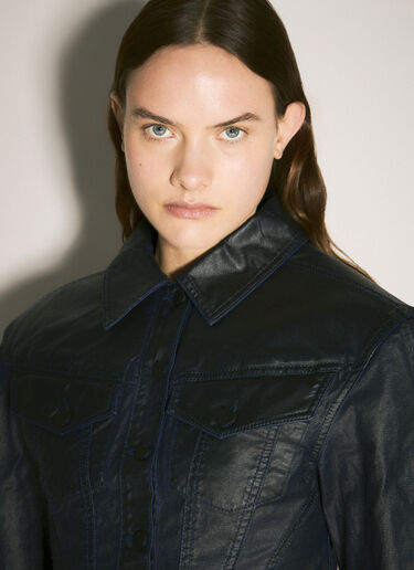Mugler Waxed Denim Jacket Black mug0258018