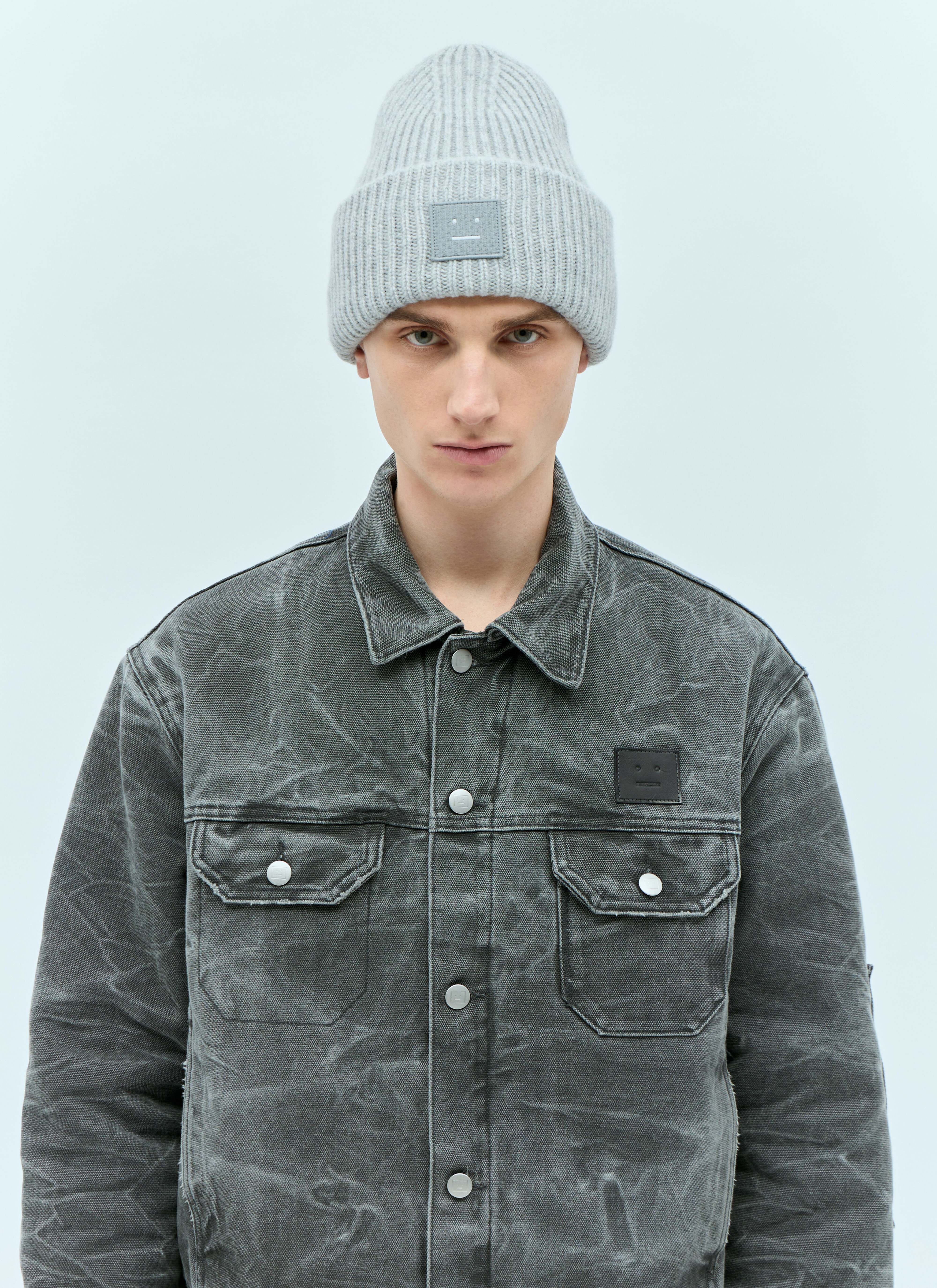 Acne Studios メンズ ラージ フェイスロゴパッチ ビーニーハット