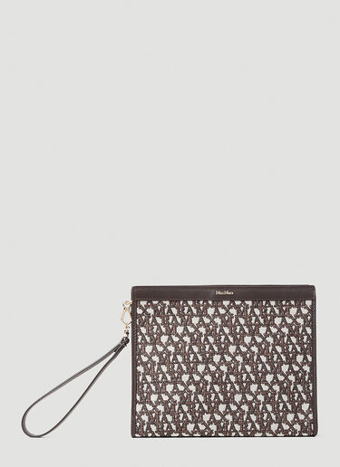 Max Mara Jacquard Logo Clutch Brown max0252072