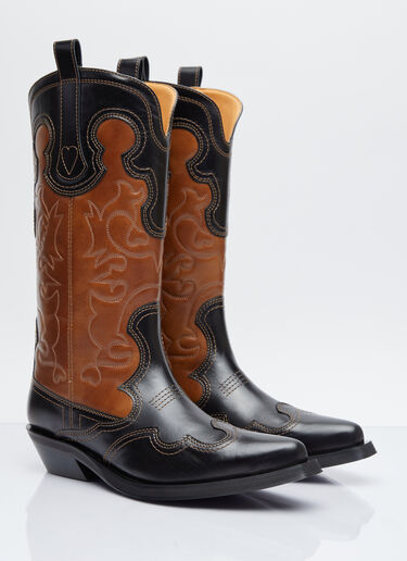 Mid Shaft Embroidered Western Boots GANNI Mid Shaft Embroidered Western Boots Black gan0254036