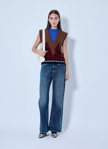 LN-CC® - Marni: Geometric Knit Sleeveless Vest - Brown Marni Geometric Knit Sleeveless Vest Brown mni0265003