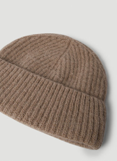 Our Legacy Ribbed Beanie Hat Beige our0350002