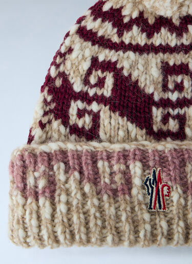 LN-CC® - Moncler Grenoble: Patterned Pom-Pom Beanie - Beige Moncler Grenoble Patterned Pom-Pom Beanie Beige mog0265021