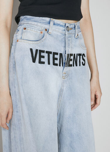 VETEMENTS ロゴ刺繍バギーデニムジーンズ ブルー vet0254001