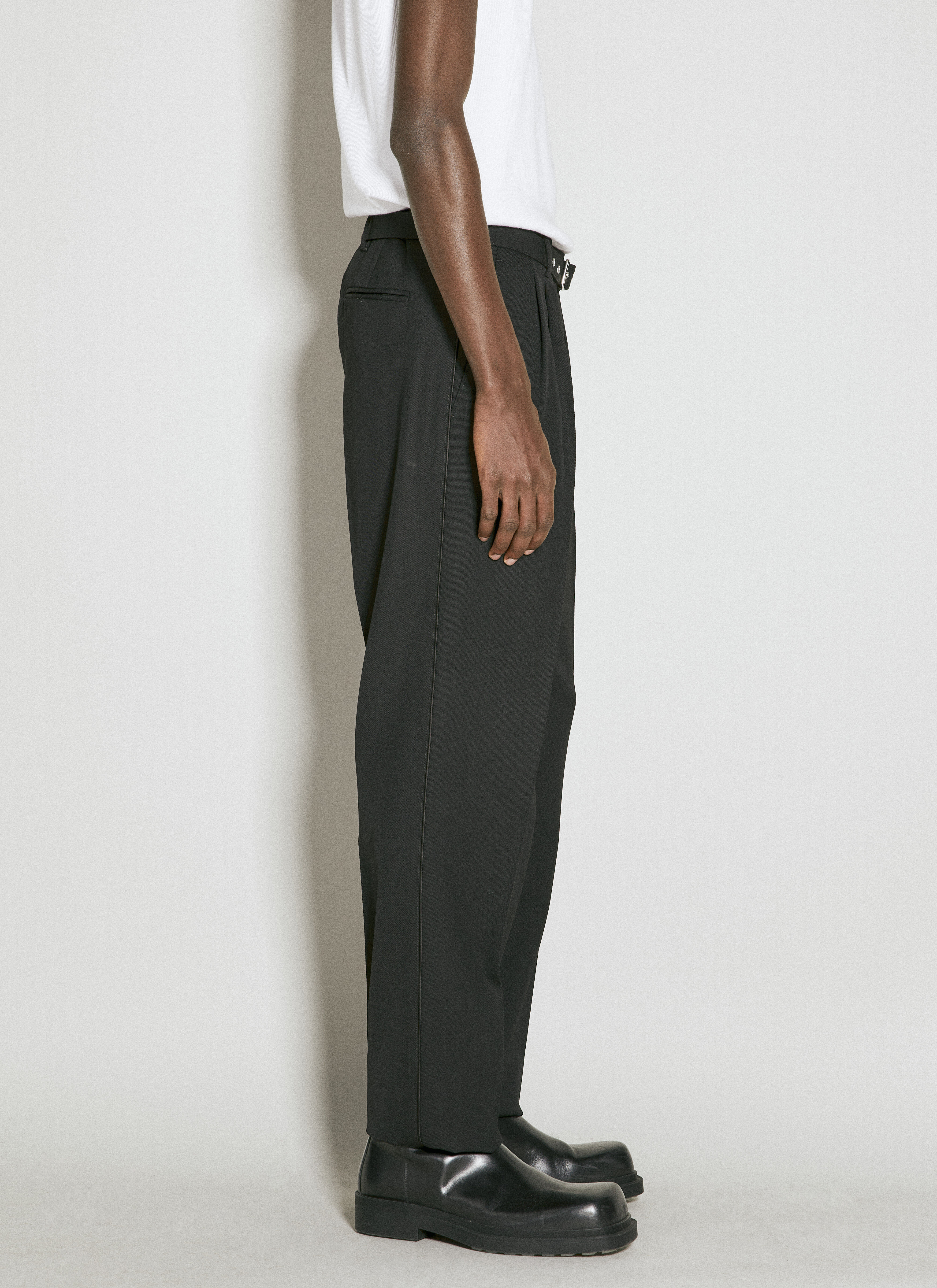 Prada Men's' Belted Wool Pants in Black | LN-CC®