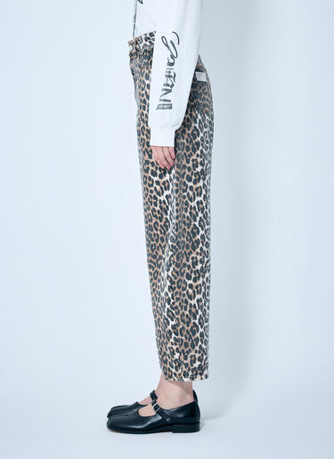 GANNI Leopard Stary Jeans Brown gan0259076