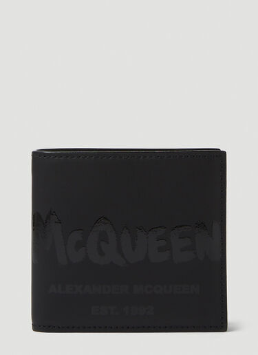 Alexander McQueen Graffiti 徽标双折钱包 黑 amq0149073