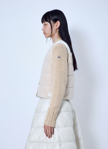 LN-CC® - Moncler: Fluffy Teddy Padded Gilet - Cream Moncler Fluffy Teddy Padded Gilet Cream mon0266019