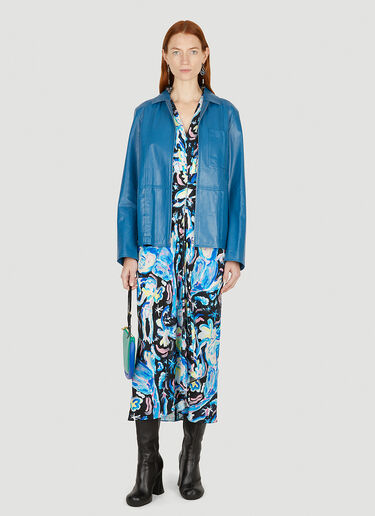 Marni Printed V-Neck Dress Blue mni0251001