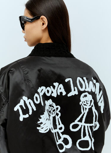 Chopova Lowena 슬래시 백 크로셰 봄버 재킷 블랙 cho0256007