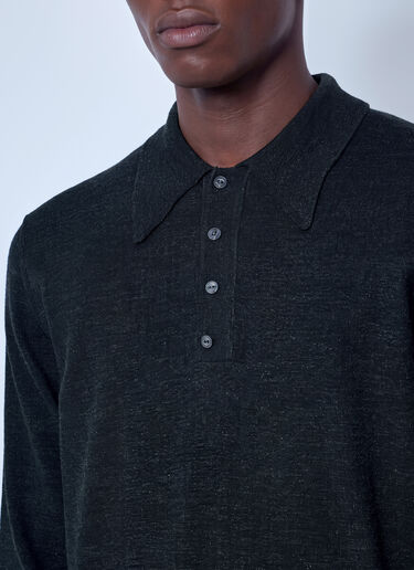 LN-CC® - Lemaire: Ls Knitted Polo Top - Black Lemaire Ls Knitted Polo Top Black lem0166017