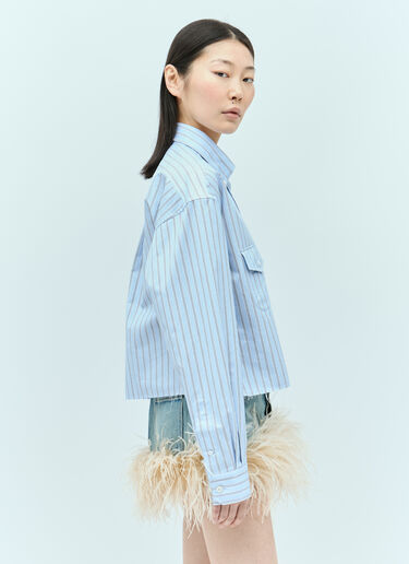 Miu Miu Cropped Striped Shirt Blue miu0256001