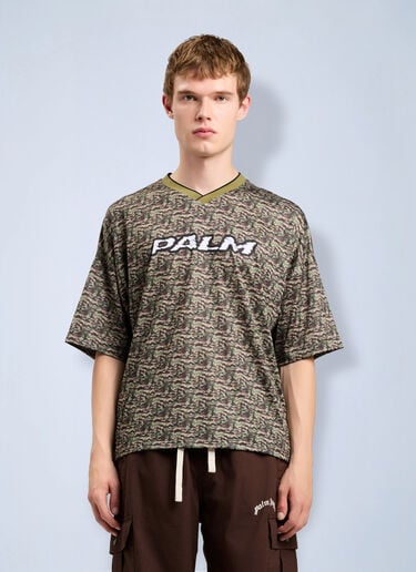 LN-CC® - Palm Angels: Camo Allover Palm Sport T-Shirt - Green Palm Angels Camo Allover Palm Sport T-Shirt Green pma0164168