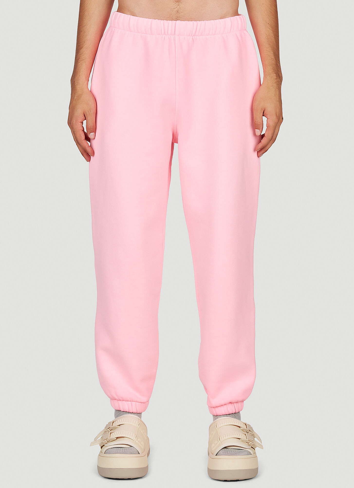 Shop Erl Logo Fleece Track Pants In Pink