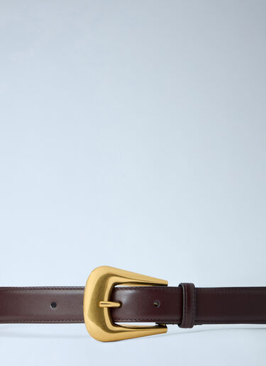 LN-CC® - Saint Laurent: Folk Buckle Belt - Brown Saint Laurent Folk Buckle Belt Brown sla0363001