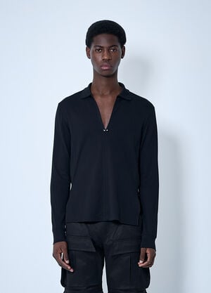Mugler V Neck Shirt With Hardware Black mug0160006
