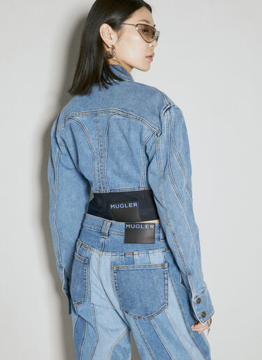 Mugler Cropped Denim Jacket Blue mug0254017