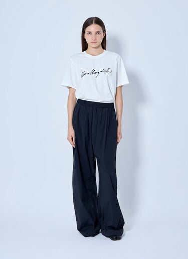LN-CC® - MM6 Maison Margiela: Elasticated Waist Wide-Leg Trousers - Black MM6 Maison Margiela Elasticated Waist Wide-Leg Trousers Black mmm0265008