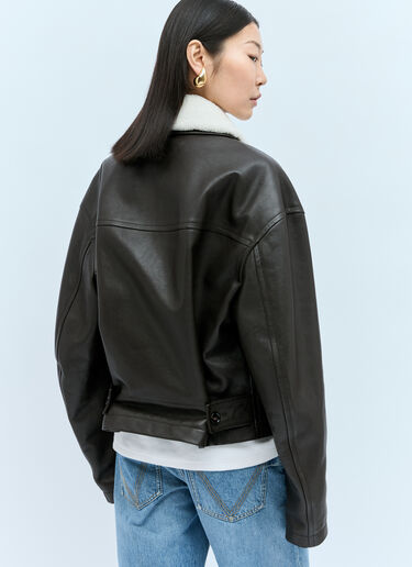 부드러운 그레인 가죽 재킷 Bottega Veneta 부드러운 그레인 가죽 재킷 블랙 bov0257010