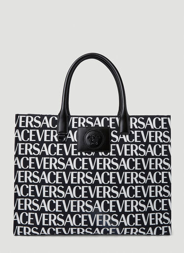 Versace Logo Print Tote Bag Black vrs0251041