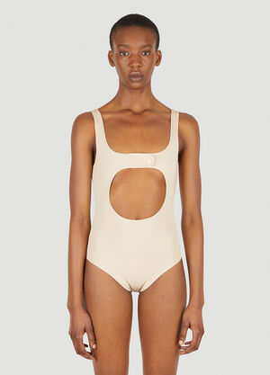 Courrèges サークルボタン ボディスーツ ベージュ cou0247009