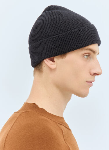 MHL by Margaret Howell Simple Ribbed Beanie Hat Black mhl0158017