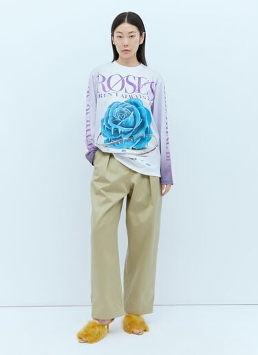 Burberry Rose Print Long Sleeve T-Shirt Blue bur0254022