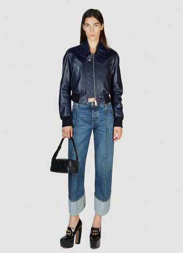 Zip Leather Jacket Bottega Veneta Zip Leather Jacket Blue bov0251098