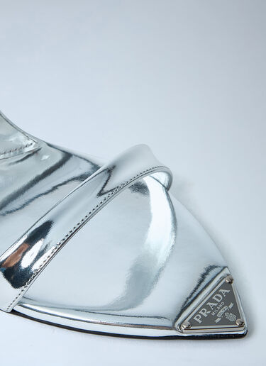 Prada Leather Heeled Sandals Silver pra0262020