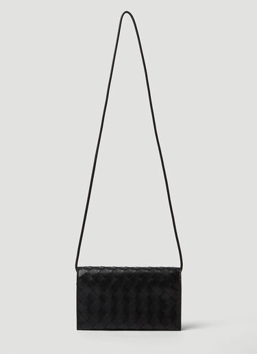 Bottega Veneta Intrecciato Wallet Shoulder Bag Black bov0249058