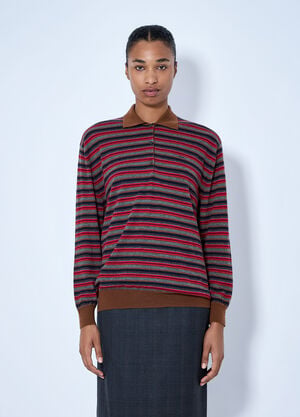LN-CC® - Prada: Striped Polo Sweater - Red Prada Striped Polo Sweater Red pra0265006