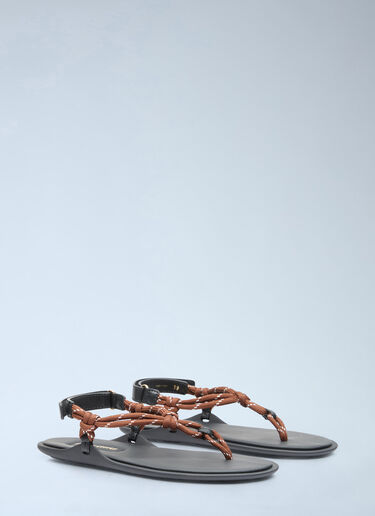 Miu Miu Riviere Cord And Leather Sandals Brown miu0256048