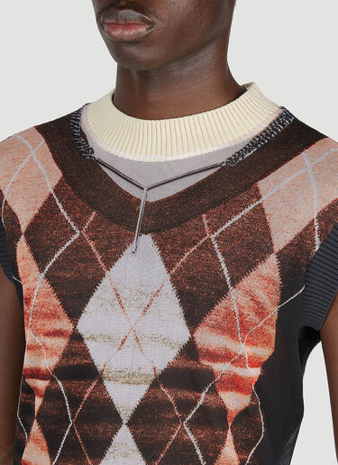 Y/Project x Jean Paul Gaultier Trompe L'Oeil Argyle Sweater Top Orange ypg0152010