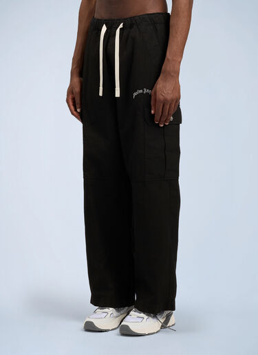 Palm Angels Curved Logo Loose Cargo Pants Black pma0164156