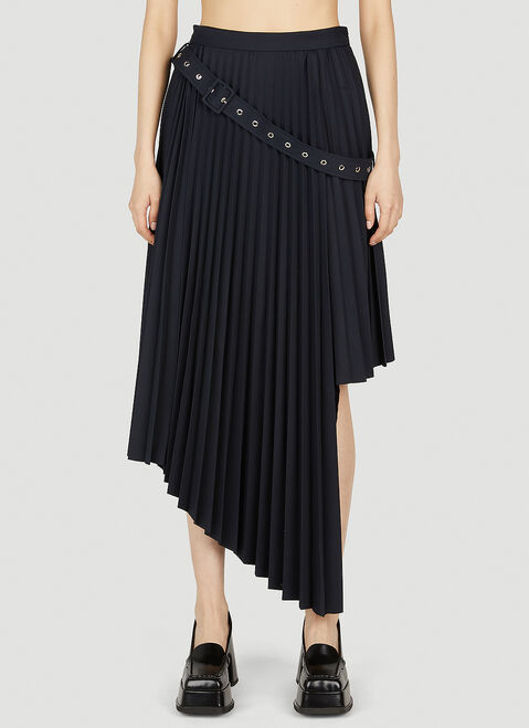 Rokh Eyelets Belt Strap Pleated Skirt Black rok0254003