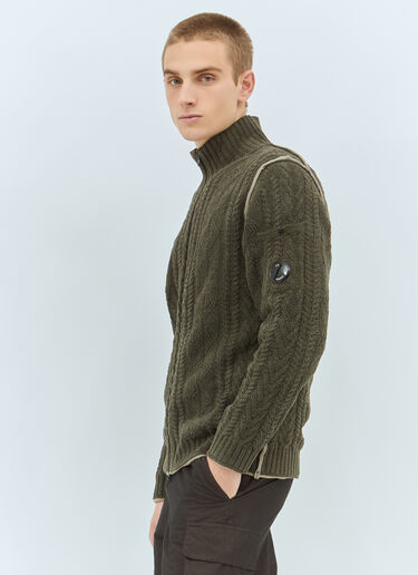 C.P. Company Cable Knit Cardigan Green pco0158001