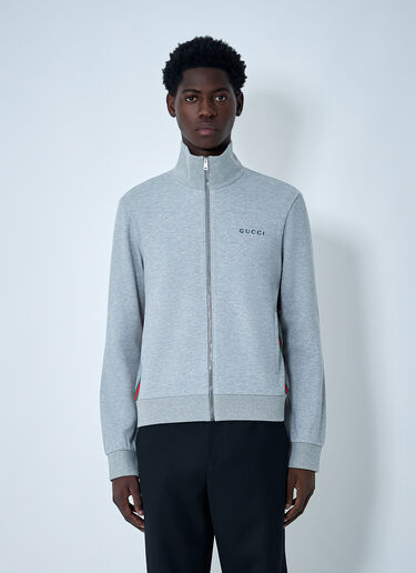 Gucci Web Motif Zip-Up Sweatshirt Light Grey guc0161014