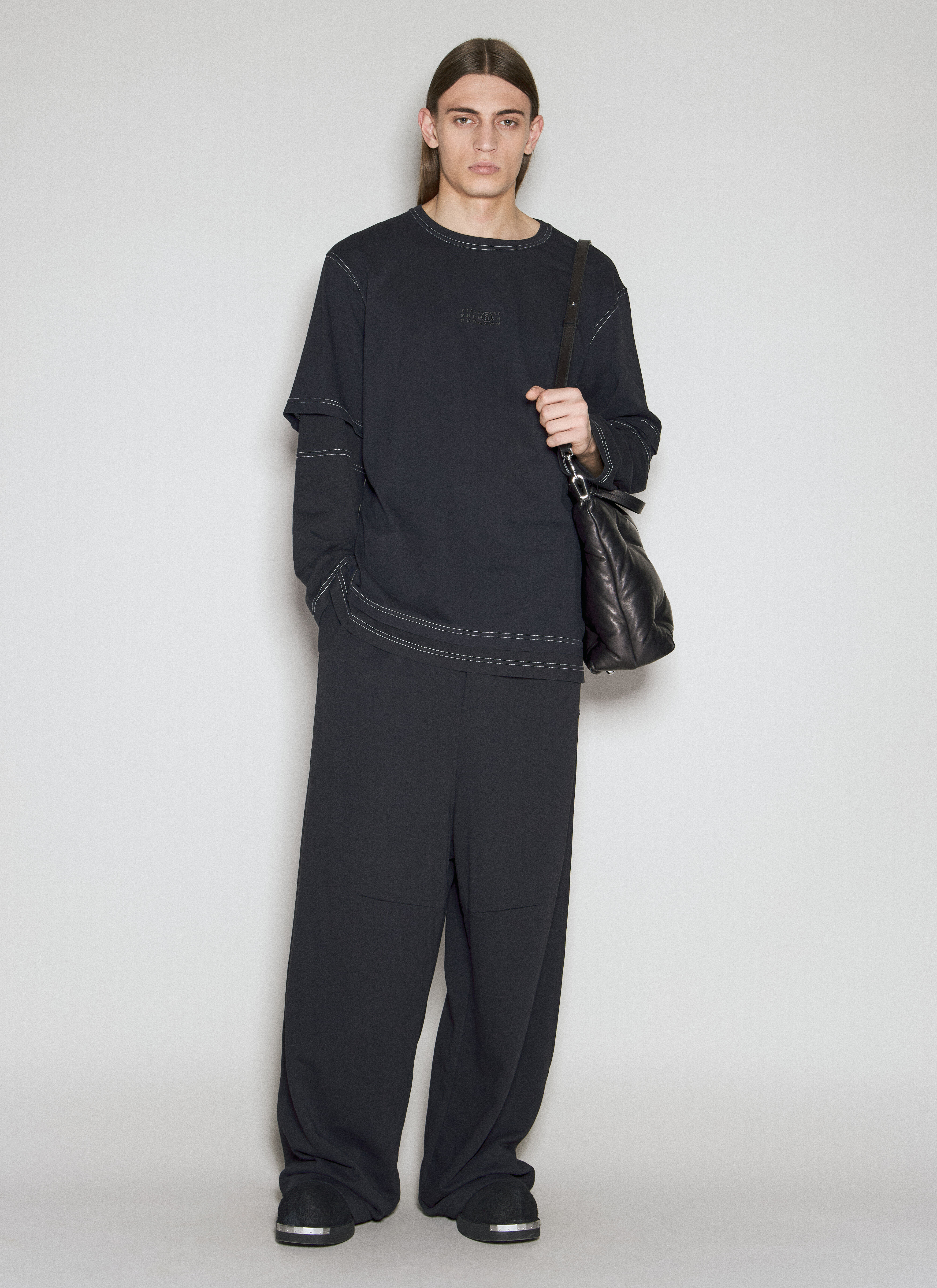 MM6 Maison Margiela Men's' Drawstring Track Pants in Black