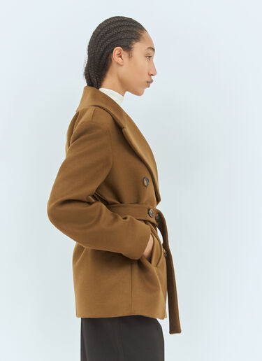Sportmax Oversized Wool Pea Coat Brown spx0258007