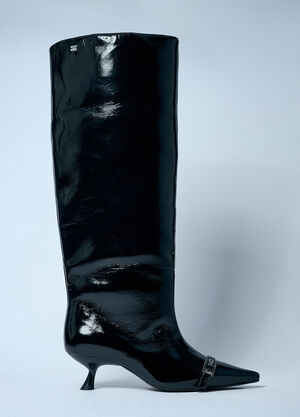 GANNI Eyelets Slouchy High Shaft Boots Black gan0259089