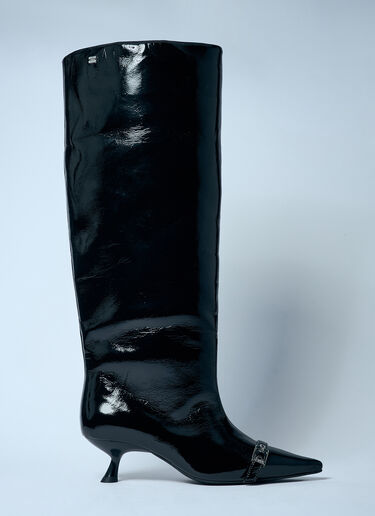 GANNI Eyelets Slouchy High Shaft Boots Black gan0259089