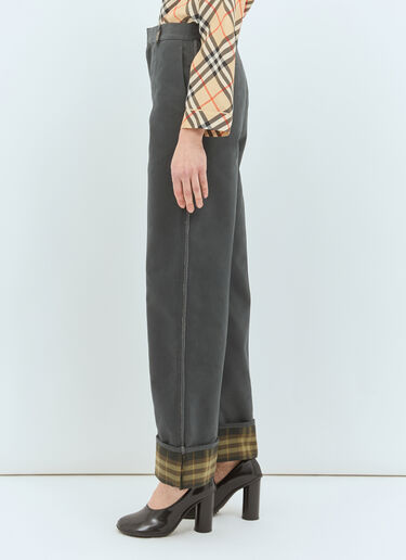 Burberry Check Cuffs Pants Grey bur0258004