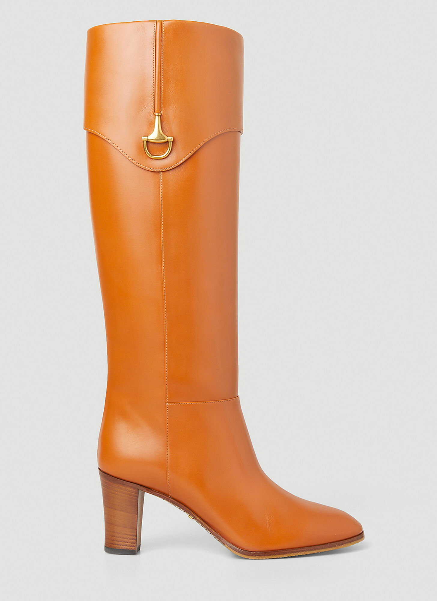 Gucci Half Horsebit Heeled Boots In Orange