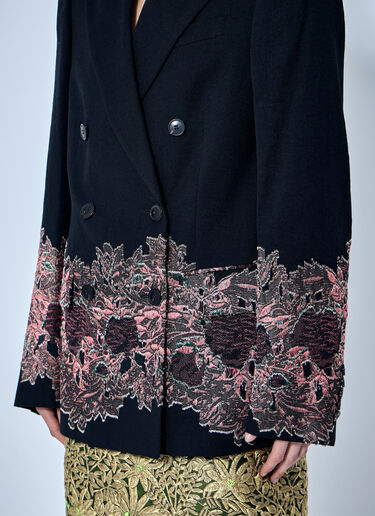 LN-CC® - Dries Van Noten: Embroidered Double-Breasted Blazer - Black Dries Van Noten Embroidered Double-Breasted Blazer Black dvn0266019