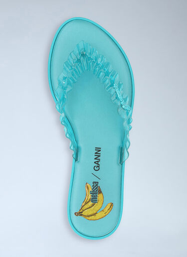 LN-CC® - GANNI x Melissa: Ruffled Strap Flip Flops - Blue GANNI x Melissa Ruffled Strap Flip Flops Blue gan0265025